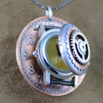 Retrotech Design Jewelry Pendant, found object, metal jewelry