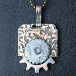 Retrotech Design Jewelry Pendant, found object, metal jewelry