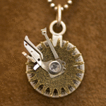 Retrotech Design Jewelry Pendant, found object, metal jewelry